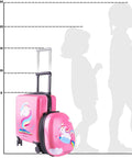 Pink iPlay iLearn unicorn kids luggage set (2 pieces): 18-inch hardside carry-on with round backpack.