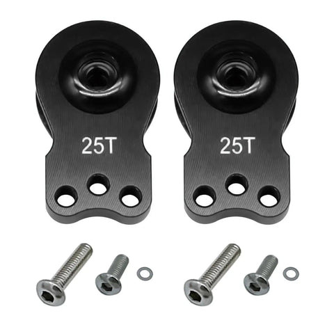 Aluminum 25T Servo Saver With 3 Holes Adjustable Hi Torque Servo Horn For One Eighth And One Tenth RC Cars Crawler Boats Black
