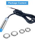 Two Pack M12 Inductive Proximity Sensor Switches For Metal Detecting 4mm Sensing Range PNP NO Output DC 6 To 36V 12mm Diameter