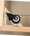 Close-up of a silent bearing caster on the rail of a Heavy Duty Folding Barn Door Hardware Kit With Silent Bearing Casters Runs Dead Quiet Sliding Roller System For Closet Wardrobe Zero Hassle Install Rock Solid Frame Built Tough Daily Grind.