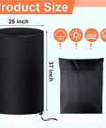 Built Tough 55 Gallon Drum Cover For Outdoor Water Storage Barrel With Grip Tight Drawstring Closure All Season Rain Snow Guard UV Protected, size 25x37 inches.