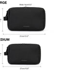 Travel Toiletry Organizer Dopp Kit For Men Large Water Resistant Shaving Bag, black, two sizes labeled Large and Medium, shown flat.