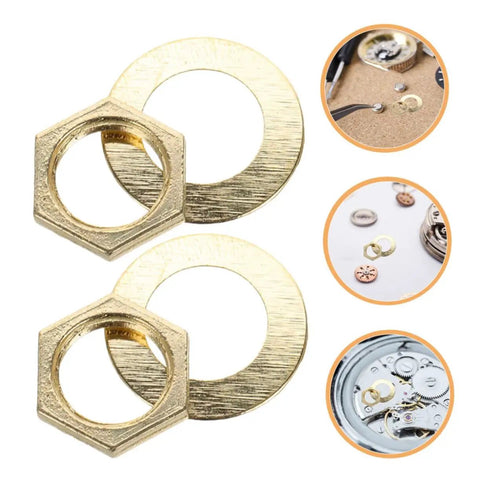 Gold 14 Piece DIY Clock Parts Kit For Metal Quartz Clock Repair Includes Nuts Washers Lock Washers Locknuts Easy Install