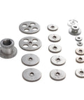 18 Piece Lathe Gear Kit For Mini Lathe With Duplex Gears And Motor Belt Pulley visible in various sizes and designs