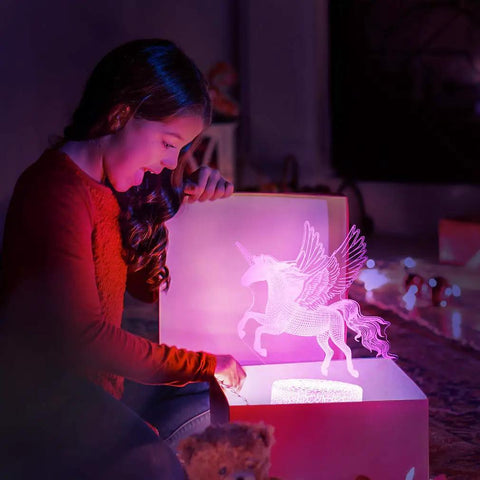 3D Unicorn Illusion Night Light With Remote Control, 16 Color Modes, Dope Desk Lamp For Kids And Girls, Flying Unicorn Visual Lamp, Perfect Birthday Gift And Home Decor