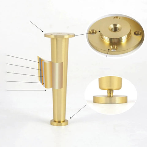 Detail view of Brass Furniture Feet Set Of 4 With Adjustable Sofa And Cabinet Legs, highlighting design and functionality.