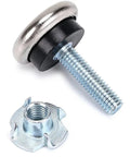 12 Pack M6 Adjustable Furniture Leveling Feet With T Nut Glide Pads For Table Legs And Household Rigs Heavy Duty Threaded Base Glides shown with T nut.
