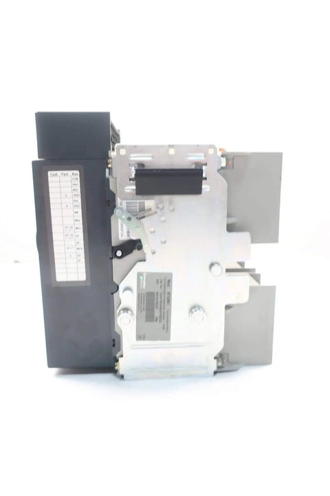 Masterpact Low Voltage Power Circuit Breaker 3 Pole 800 Amp 600 V AC Refurbished NT08N1 side view showcasing steel casing and design.