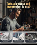 Man using Heavy Duty 8 In One Wire Stripper Pliers With Built In Voltage Tester for wiring projects at desk.