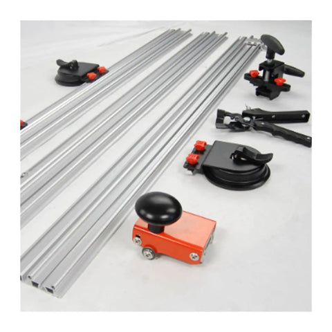 Heavy Duty 3200Mm Manual Tile Cutter For Large Format Porcelain Stoneware With Smooth Sliding Rails parts including straight rails and clamps.