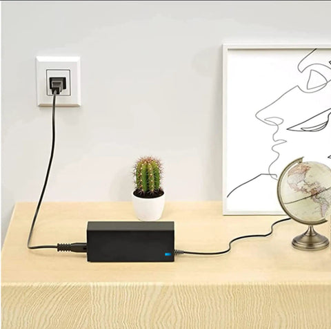 Universal 15 Volt Power Adapter For Progeny Portable Power Station 300 Watt P66 Solar Generator connected to wall outlet.