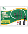 All In One Micro Cleaning Kit For Vacuums, Handy Micro Vacuum Attachment Set With Keyboard Crevice Brush, storage bag shown