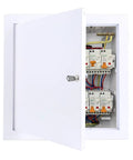 Heavy Duty 12x12 White Drywall Access Panel With Key Lock, Slick Aluminum Ceiling Door For Plumbing And Wall Holes, showing interior.
