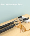Half Inch 20 Ft Spiral Cable Wrap For Wires And Cables with cat for computer electronics home office protection