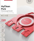 AirClean Dust Bags Type FJM HyClean For Vacuum Cleaners Pack Of 4 box, featuring red dust bag connector, packaged design