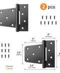 Heavy Duty Black Iron Hinges For Outdoor Barn Shed And Fence Gate Wood Doors 4.5 Inch dimensions with screws included.