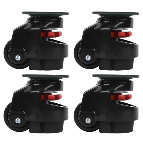 Heavy Duty Level-Adjust Caster Wheels Set, 4 Pack Nylon Swivel Casters For Moving Tables And Heavy Equipment, 360 Degree Rotation