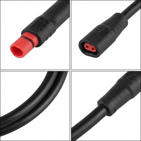 Heavy Duty 2 Pin E Bike Extension Cable That Is Totally Waterproof With IP65 Rating To Handle Rain Storms Plus Flexible ABS Build For Super Easy Install And Smooth Signal Power Transmission On Your Ride, 660mm black connector