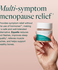 Hand holding Hormone-Free Plant Based S-Equol Menopause Relief Supplement That Eases Hot Flashes, One Month Supply 60 Tablets
