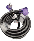 Hella Heavy Duty 6 Gauge Welder Extension Cord 50 Amp 250 Volt 3 Prong Nema 6-50P To 6-50R 100 Ft rolled cord with purple connectors.
