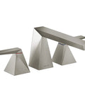 Trillian Two Handle Roman Tub Deck Mount Trim in polished nickel with hot and cold indicators, no diverter, 3-hole setup.
