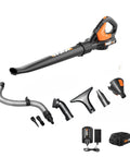 Cordless Leaf Blower For Fast Lawn Cleanup With 120 MPH Air Lightweight Three And A Half Pound Powerhouse Long Nozzle For Tight Spots Comes With Cleaning Attachments Battery And Charger Included WG5451