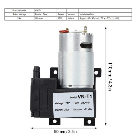 Tiny 10 Liters Per Minute DC Vacuum Pump With 81 kPa Negative Pressure 24V DC Compact Lab And Home Medical Gear front view