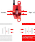 Red Cyclon MTB hydraulic disc brake caliper with dual pistons, aluminum alloy body, IS/PM adapter for 160mm rotor