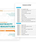 Manual from Electricity And Magnetism Kit For Kids With 50 Pieces, detailing chapter contents on circuits and electromagnetism.