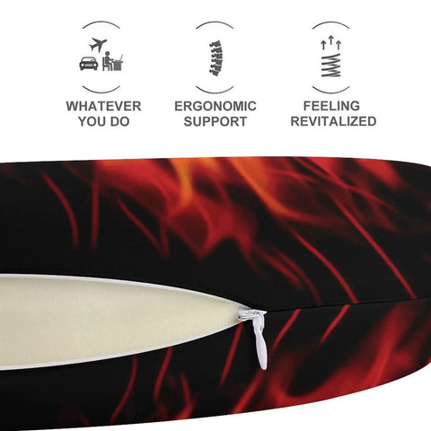 U Shaped Travel Pillow For Neck And Head Support Super Cozy Napping Cushion With Zip and Fire Design