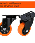 3 Inch Heavy Duty Swivel Caster Wheels Industrial Plate Caster Set Of 4 Without Brakes 1000 Lb Load Capacity Quiet Rolling