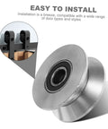 Heavy Duty Stainless Steel Sliding Door Rollers U Groove Caster Wheels with smooth ball bearing for easy installation.