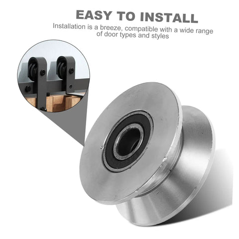 Heavy Duty Stainless Steel Sliding Door Rollers U Groove Caster Wheels with smooth ball bearing for easy installation.