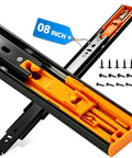 Buttery Smooth Soft Close Drawer Slides 8 Inch Full Extension Ball Bearing Side Mount Glides with screws for installation.