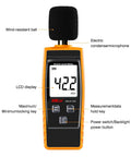 Handheld Decibel Meter With Backlight Alarm And Large LCD Display, Measures 30 To 130 dBA, Digital Noise Level Monitor front view
