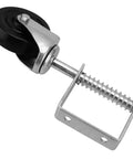 Heavy Duty 2 Pack 4 Inch Spring Loaded Gate Casters With 360 Swivel Wheels 220 Lb Capacity rubber tread gate roller close-up view.
