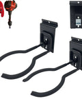 Adjustable Slatwall Weedeater And String Trimmer Hanger With Lockable Feature, 8 Inch Gear Rack For Garage Storage, Heavy Duty Power Tool Hanger Set, Slatwall Accessories, Black 2 Pack.
