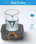 Rechargeable Magnetic Stirrer With 3000rpm Stir Plate And Stir Bar, Mini Mixer in use with 3L liquid in a beaker
