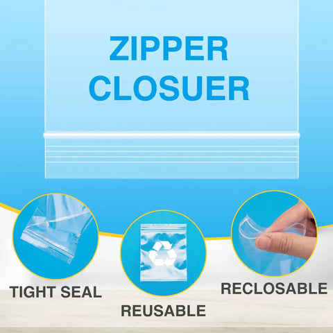 Clear 3 By 3 Inch Reclosable Zip Bags Pack Of 1200 2 Mil Thick Food Safe Poly Bags With Resealable Zipper For Grab And Go Travel Shipping Organization Packing And Storage with zipper closure and tight seal.