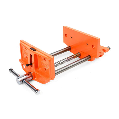 Medium Duty Woodworker's Vise For Face Mount On Woodworking Benches, 9 Inch By 7 Inch Jaw Opening, Orange And Grey, Perfect For Home Shop Or Pro Use For Serious Woodworking