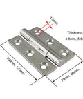 4 Pack 120 Mm 304 Stainless Steel Hinges Featuring A Kickass Mirror Polish Finish For Marine Boat Hardware and Heavy Duty Cabinet Doors showing measurements.