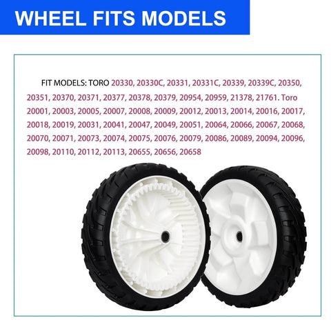 8 Inch Front Drive Wheels Replacement Set of 2 For Lawn Mower Replaces 119-0311 137-4832 115-2878 Stens 205-360 tires, front view