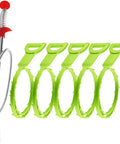 Six Pack Hair Clog Remover For Sink, 24 Inch Tube Drain Cleaning Tool with Claw Grip, 5 green plastic and 1 stainless steel tool