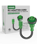 15 Amp To 30 Amp RV Adapter Cord With Locking NEMA L5-30R To NEMA 5-15P, 12 Inch, LED Power Indicator, ETL Listed, Green