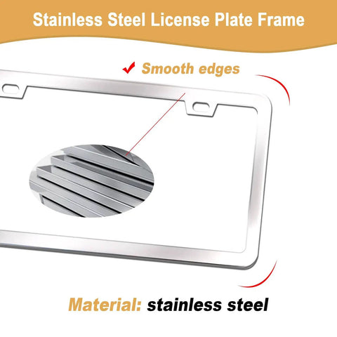 Stainless Steel License Plate Frame And Cover Kit With Clear Flat Shield For Front And Rear Tough As Nails Protection