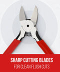 Two Pack 6 Inch Flush Cut Wire Cutters For Precision Side Cutters In Electronics And Jewelry Pro Grade Neat Burr Free Copper Wire Four Millimeters And Soft Wire Two Point Three Millimeters Not For Hard Wires Or Thick Cables, red handles