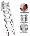 Premium Electric Retractable Attic Ladder Built From Tough Titanium Magnesium Alloy featuring safe handrails and anti-slip base.