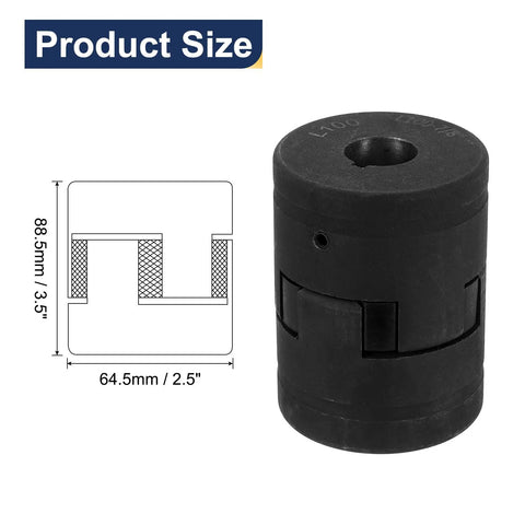 Seven Eighths To One Inch Flexible L Jaw Coupling Set With Three Piece Buna N NBR Rubber Spider Inserts For Log Splitter And Hybrid Equipment Includes Keyways And Set Screws Built Tough High Strength Easy Install, 64.5mm size