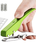 Heavy Duty Single Hole Punch Handheld Paper Punch For Cards Tags Scrapbooks And Crafts Five Sixteenth Inch Eight Millimeter Hole Size, Ergonomic Zinc Alloy Puncher, Pro Grade Labor Saver shown in hand with sample punches.