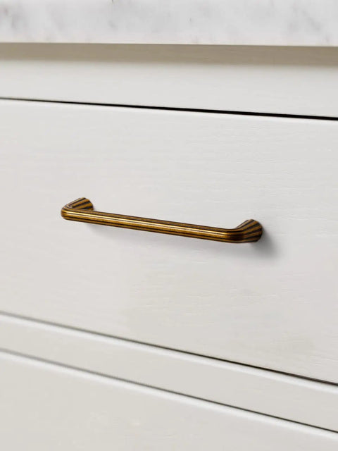 10 Pack Vintage Antique Brass Cabinet Pulls With An Exact 5 Inch Hole Center Solid Zinc Alloy Drawer Handles Dang Sturdy Finish For All Household Fixtures on white drawer.